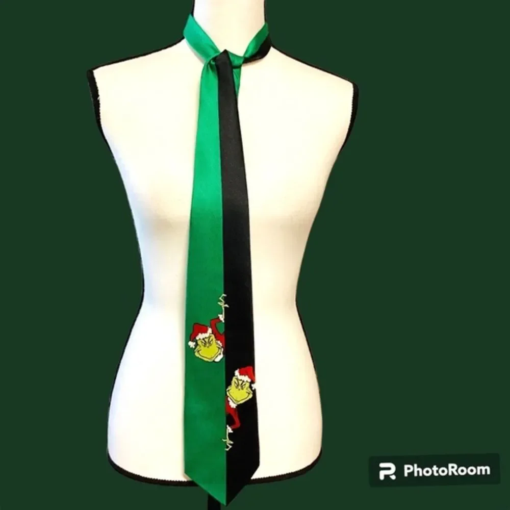 Dr. Seuss the Grinch Silk Tie‎ Green Black